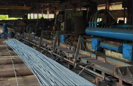 HKG Steel Mills factory floor — rebar production
